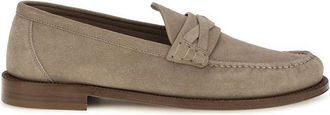 Brunello Cucinelli Beige Suede Leather Slip-On Mens Loafers