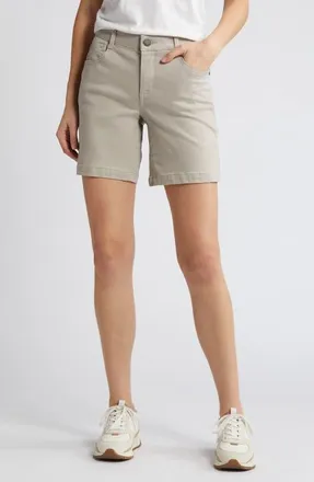 Wit & Wisdom AbSolution Mid Length Stretch Twill Shorts in Flax at Nordstrom, Size 00