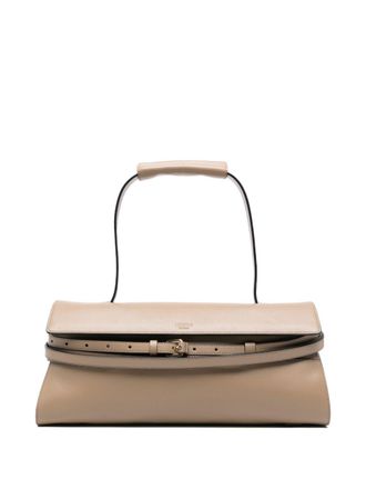 Moschino Structured Elongated Beige Bag With Smooth Surface