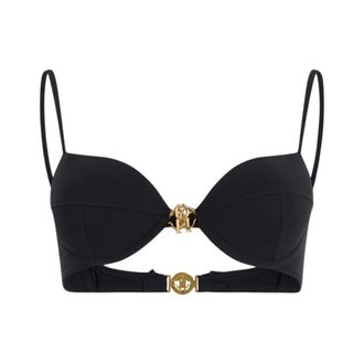 Roberto Cavalli Bikinis, female, Black, Size: XS Bikini Top with Logo Detail