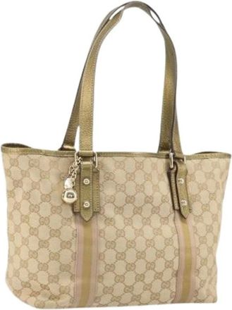 Gucci Pre-owned Tote Bags, female, Beige, Size: ONE SIZE Pre-owned Canvas Tote Bag
