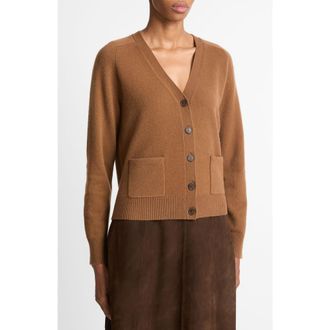 Vince Pocket Wool Blend Cardigan in Cognac at Nordstrom Rack, Size Small