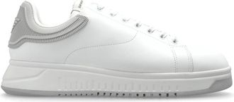 Emporio Armani Leren Sneakers met Eagle Logo - Heren - Sneakers - Wit - 41 1/2 EU - Leer - Schoenen
