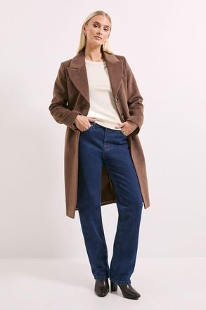 Principles Womens Tux Style Single Breasted Coat - Chocolate - Size 20 UK