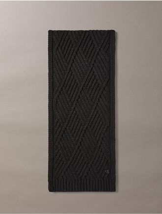 Calvin Klein Womens Cable Knit Scarf - Black