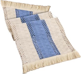 OEM Camino De Mesa Con Bordes De Borlas, 30x140cm, Decoraci&oacute;n - Azul