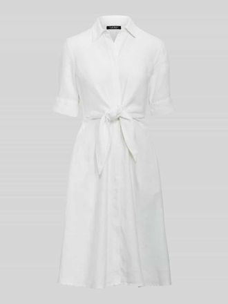 Lauren Ralph Lauren K&ouml;rpernahes Blusenkleid aus reinem Leinen in Weiss, Gr&ouml;&szlig;e 34