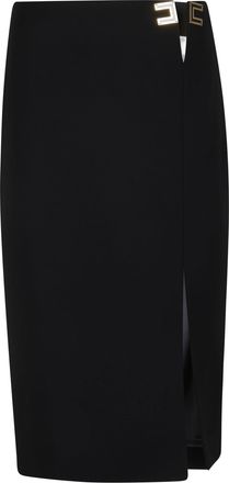 Elisabetta Franchi Straight Gold Buckle Polyester Pencil Skirt
