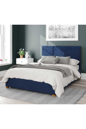 Aspire Home Accents Garland Upholstered Ottoman Storage Bed, Plush Velvet Fabric in Navy | Size: Super King