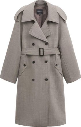 Mango Double Breasted Wool Trench Coat in Grey at Nordstrom, Size Medium