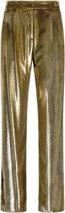 Roberto Cavalli Velvet Lange Broek - Dames - Wijde Broeken - Geel - XS - Polyester - Broeken