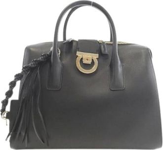 Ferragamo Pre-owned Handbags, female, Black, Size: ONE SIZE Pre-owned Leather Handbag