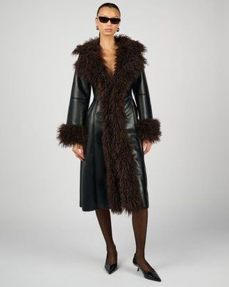 WeWoreWhat Penny Lane Coat in Black/brown at Nordstrom, Size Xx-Small