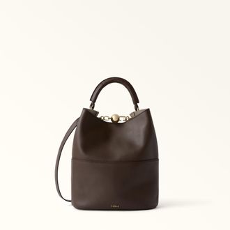 Furla Sfera Borsa A Secchiello S Espresso+vaniglia Int. Marrone Pelle Di Vitello Doppia Napoli Donna