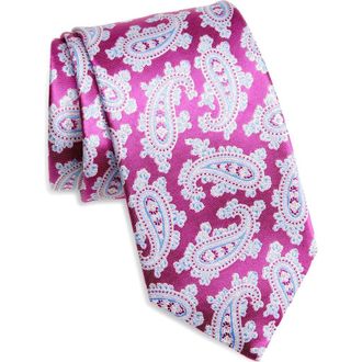 David Donahue Paisley Silk Tie in Berry at Nordstrom Rack