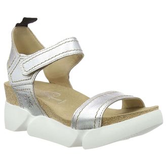 FLY London SENA580FLY Idra Leather Womens Hook and loop Sandals - Silver - Size:UK 4