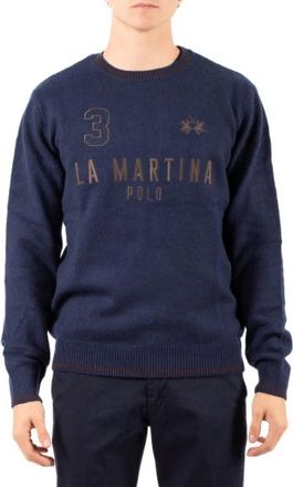La Martina Ronde hals gebreide kleding - Heren - Ronde hals truien - Blauw - 2XL - Katoen - Truien & Vesten