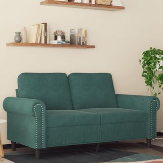 vidaXL Sof&aacute; De 2 Plazas De Terciopelo Verde Oscuro 120 Cm Vidaxl