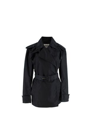 Bottega Veneta Black gabardine short trench coat Size XS