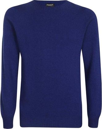 Dondup Geribbelde Kasjmier Trui - Heren - Ronde hals truien - Blauw - XL - Kasjmier - Truien & Vesten