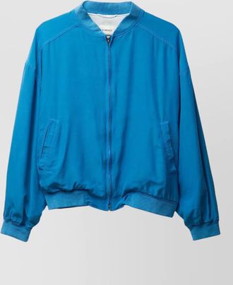 Versace silk poplin blouson jacket zip front