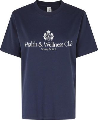 Sporty & Rich H&W Crest T-Shirt - Dames - T-shirts - Blauw - L - Katoen - Tops