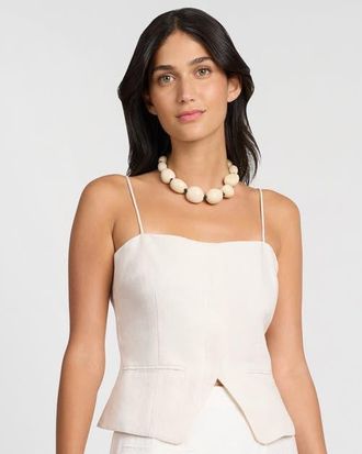 Onia Air Linen Straight Neck Top in Natural at Nordstrom, Size 10