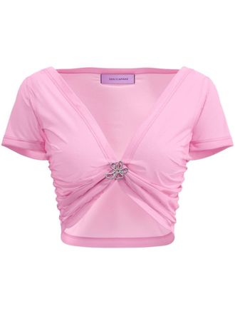 MACCAPANI Top crop Angela con arricciatura - Rosa