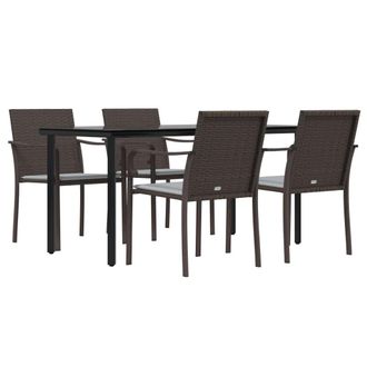 vidaXL Juego Comedor Jard&iacute;n 5 Piezas Y Cojines Rat&aacute;n Sint&eacute;tico Y Acero Vidaxl