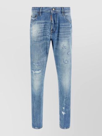 Dsquared2 teddy jeans belt loops distressed faded five pocket