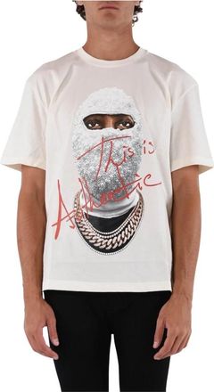 Ih Nom Uh Nit Authentiek T-shirt Masker met Voorprint - Heren - T-shirts - Wit - S - Katoen - Tops