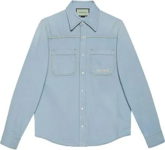 Gucci Les Pommes Oxford Cotton ShirtBlue 655703-XDBP4-4447