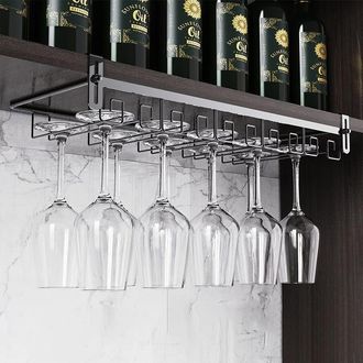 OEM Botellero Colgante Gris Oscuro Para Copas De Vino - Elegante Enfriador Sin Taladros Para 12-15 Copas, 55x22,5x7 Cm