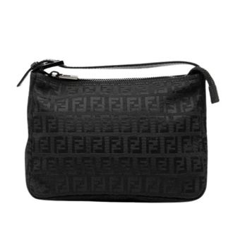 Fendi Pre-owned Shoulder Bags, female, Black, Size: ONE SIZE Pre-owned Canvas Shoulder Bag