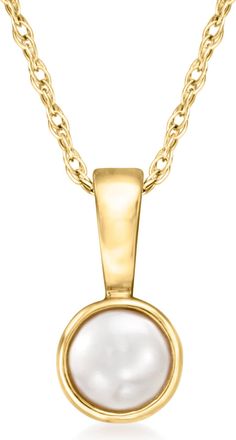 RS Pure by Ross-Simons 4mm Cultured Pearl Pendant Necklace in 14kt Yellow Gold