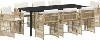 vidaXL Conjunto De Comedor De Jard&iacute;n 9 Uds. Beige Rat&aacute;n Sint&eacute;tico Vidaxl