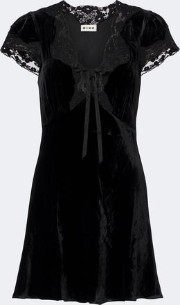 Rixo Lacie lace-trimmed velvet minidress