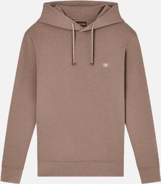 Emporio Armani Mens Patch Logo Pullover Beige Hoodie - Cream - Size: 40
