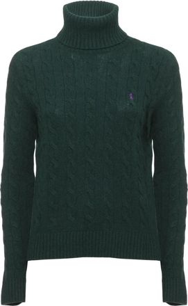 Ralph Lauren Pullover met kabelsteek en col - Dames - Coltruien - Groen - S - Wol - Truien & Vesten