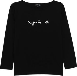 agnès b. new-logo T-shirt - women - Cotton - 3 - Black