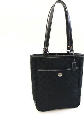 Coach Black Canvas Leather Tote Bag (Pre-Owned)