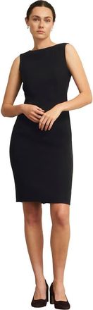 Hobbs London Tailored Boat Neck Sleeveless Dress in Black at Nordstrom, Size 16