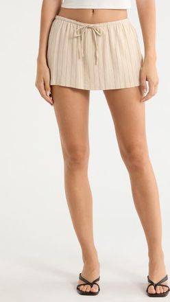PacSun Tie Waist Miniskirt in Beige Multi at Nordstrom, Size Xx-Small