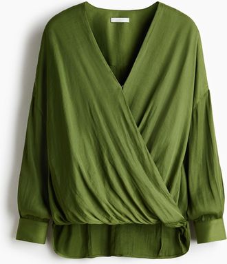 H&M Wickelbluse - Olivgr&uuml;n