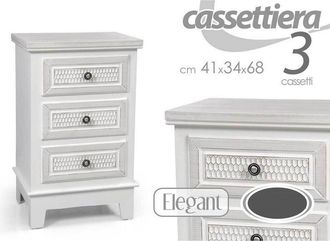 Trade Shop Trade Shop - Cassettiera 3 Cassetti Comodino Slim Mobile Elegant In Legno 41x34x68cm 801112