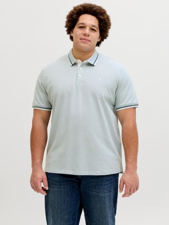 Jack & Jones Plus Size Poloshirt JJEPAULOS POLO SS NOOS PLS, Herren, Gr. 4XL, mineral blau detail:play, Piqu&eacute;, Obermaterial: 100% Baumwolle, JACK & JONES PLUSSIZE, unifarben