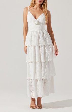 ASTR the Label Faeryn Tiered Cotton Maxi Dress in White at Nordstrom Rack, Size X-Small