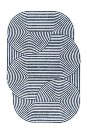 Jonathan Y Designs Margot Modern Geometric Arch Stripe Indoor/Outdoor Shaped Area Rug in Cream/navy at Nordstrom, Size 8Ft 0In X 10Ft 0In