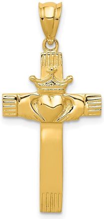 Diamond2Deal 14k Yellow Gold Claddagh Cross Pendant
