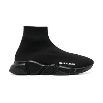 Balenciaga Sneakers, female, Black, Size: 10 US Black Slip-On Sneakers with Logo